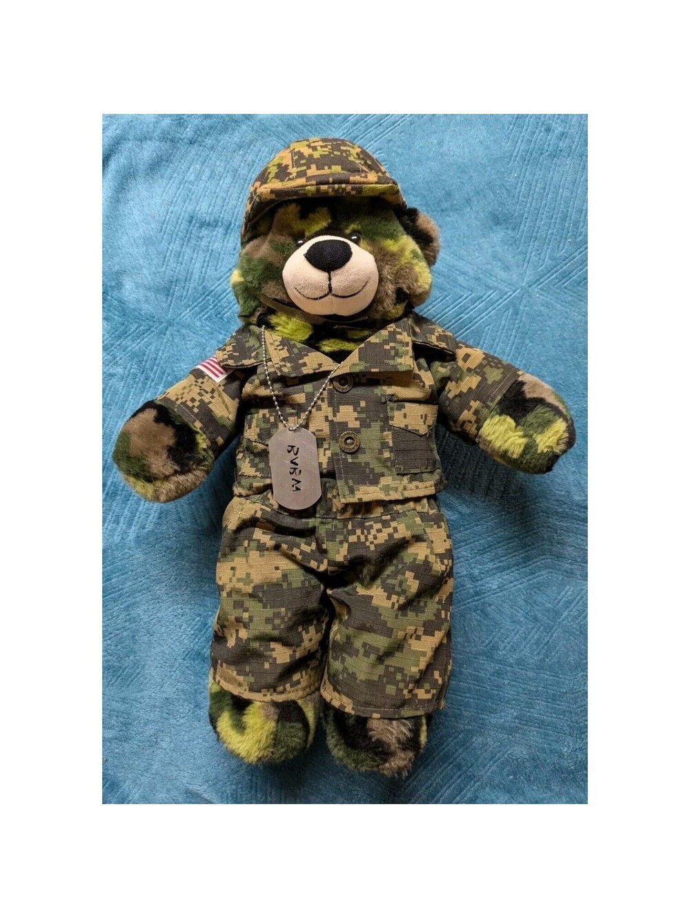 Army Build A Bear Camo Fatigues Pants Shirt Hard Helmet Dog Tags Military